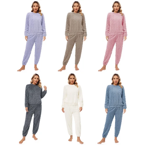 Womens Pajamas Set New Year Sleepwear Solid Color Homewear Elastic Waistband - Picture 3 of 79