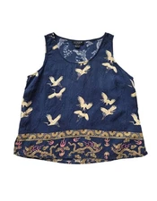 CITRON Santa Monica Tank Top Size L  100% Silk Whimsy Asian Print Dragon VTG Art