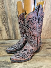 Corral Boots Womens Inlay Leather Boots AB012 Red Gray Black Sequins Bling Sz 9M
