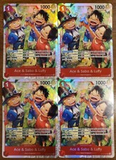 One Piece OP13-007 Ace Sabo Luffy Carrying His Will Super Rare Foil 4x Playset