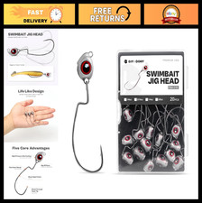 Weighted Fish Eye Swimbait Jig Heads - 12/20 Pack for Texas/Ned Rig Fishing, 1/8