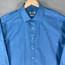 Kenneth Cole Dress Shirt Mens Large Blue Slim Fit Button Up Long Sleeve