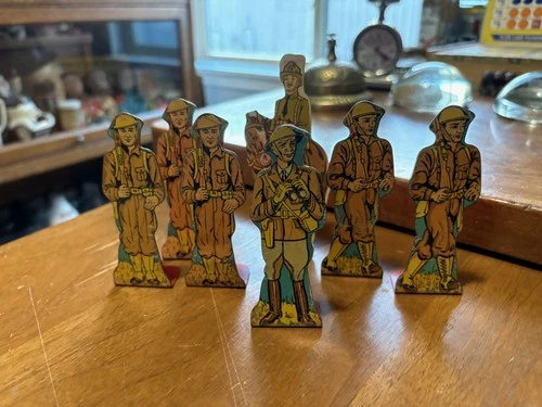 lot of (7)   Marx  Tin Litho  WWI  Soldiers U.S. Army Calvary 4" Target