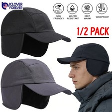 Winter Baseball Cap with Visor Ear Flaps Fleece Thermal Sports Hats fr Men Women