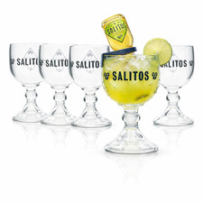 5x Salitos Salrita Glas 0,6 l - Cocktail Longdrink Aperitif - inkl. Clip aus Ech