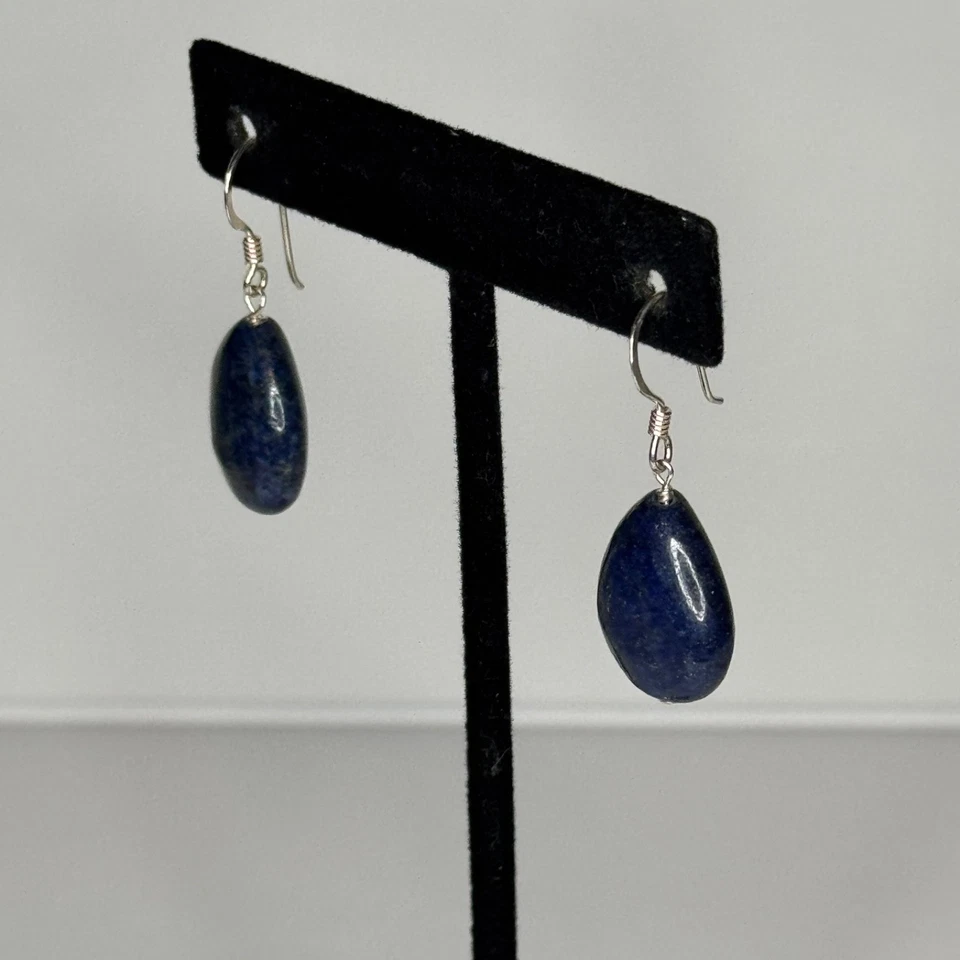 Blue Sodalite Earrings 925 Sterling Silver Hooks Tear drop Dangle Drop - Image 3 of 4