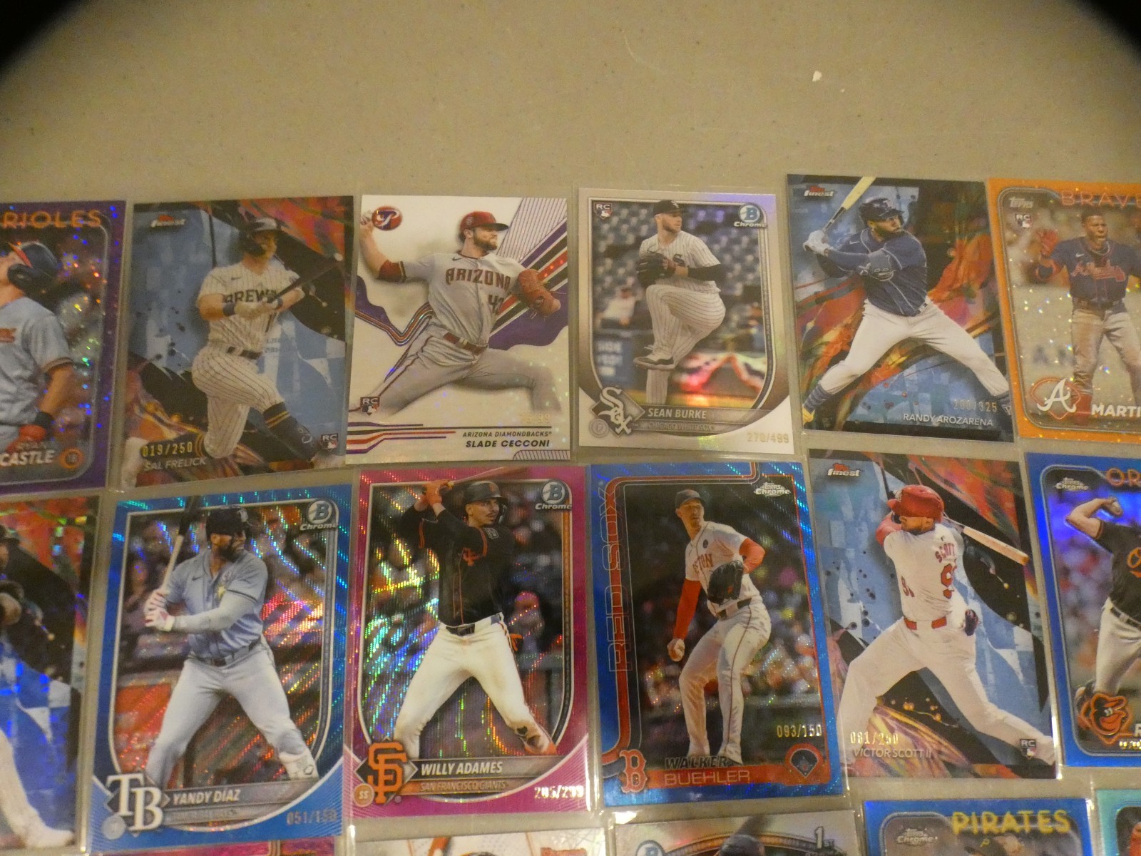 35 Topps Baseball Cards Lot All Numbered Bowman Chrome Finest Rookies Vets Mix view 3
