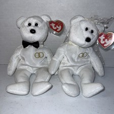 Ty Beanie Babies Bride  Groom Wedding Bears Mr. and Mrs. Plush Stuffed Gift