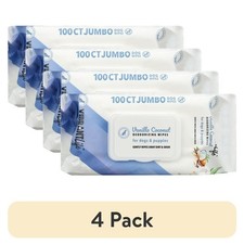 Jumbo Deodorizing Wipes for Dogs and Puppies Vanilla Coconut Scent 100 Count Pet