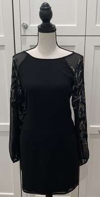 Top Shop Womens Black Long Sleeve Cocktail Knee Length Dress Size 6 New w Tags