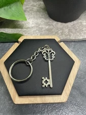 5" Antique Silver-Tone Skeleton Key Stainless Steel Keychain New B6578