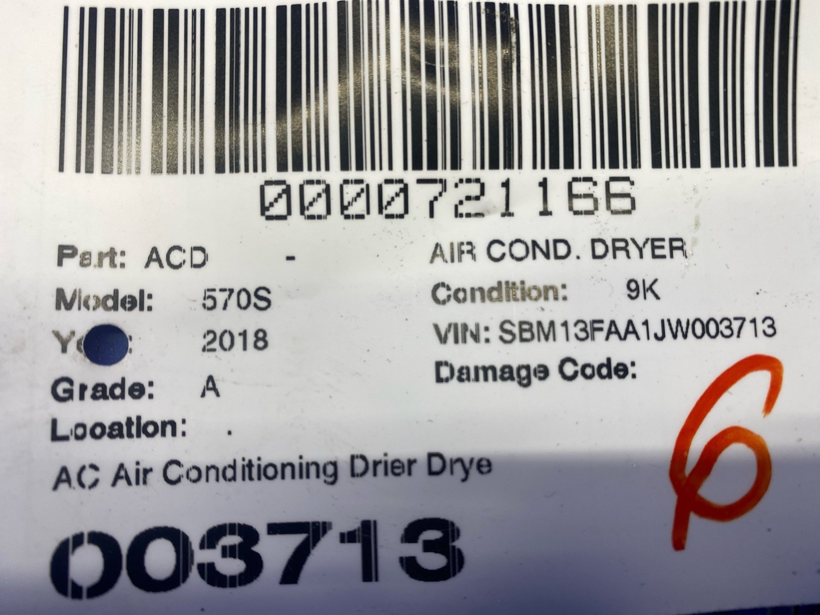 2016-2021 Mclaren 570s AC Air Conditioning Drier Dryer 12A2757CP oem