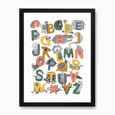 Animal Alphabet Nursery Kids Room A Framed Wall Art Poster Canvas Print Picture