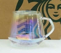 Starbucks Mug Tasse Becher Glas Iridescent Regenbogen Mit Schriftzug 12Oz Neu