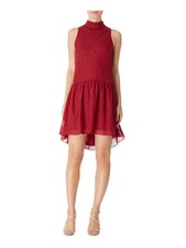BAR III DRESSES Womens Drop Waist Short Dress Red Sleeveless Threaded 12