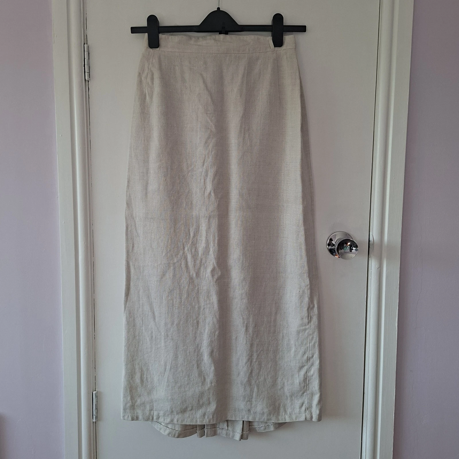 Vintage Joyce Ridings Linen Maxi Skirt UK 12/ Natural Beige Cottagecore UK Made