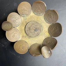 Vintage Footed Mexican Brass Centavos Coin Ashtray 1942-1953