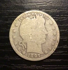 Key 1897-S Barber Silver Quarter, AG. B11