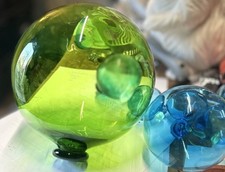 Hand blown 22” Round Green Glass Fishing Float Buoy Ball