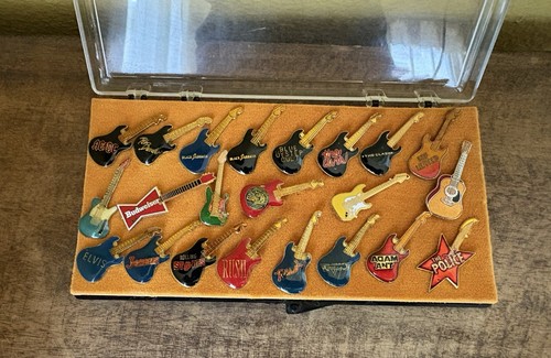 Lot of 22 Hard Rock Cafe Metal Guitar Pins Vintage Collection - Elvis & more