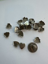 25x Vintage Silver Heart Upholstery Tacks Prong Back Furniture Spots