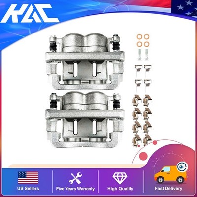 Pair Front Brake Calipers with Brackets Fit For Ford F-250 Super Duty 2005-2012