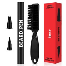 Black Beard Pencil Filler for Men - Waterproof Beard Pen Kit with Brush - Dua...