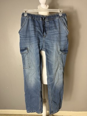 Kids Cat & Jack No Zip Medium Blue Jeans Drawstring Side Pockets Size 12 Husky