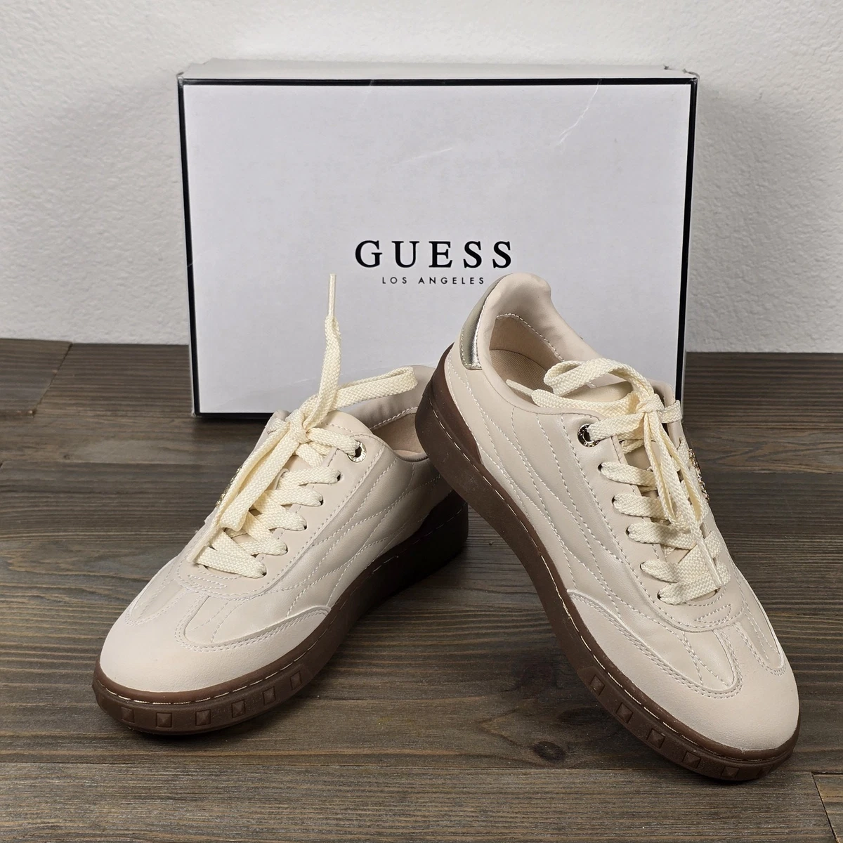 GUESS Wiman Sneaker Uomo In Pelle Nera - Scarpe Con Dettagli In Ecopelle E Suola In Gomma Miele