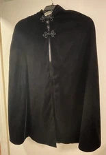 JESSICA McCLINTOCK Vintage Black Velvet Hooded Cape One Size