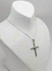 Sterling Silver CZ Cross Pendant On 18" Chain Necklace — photo 4