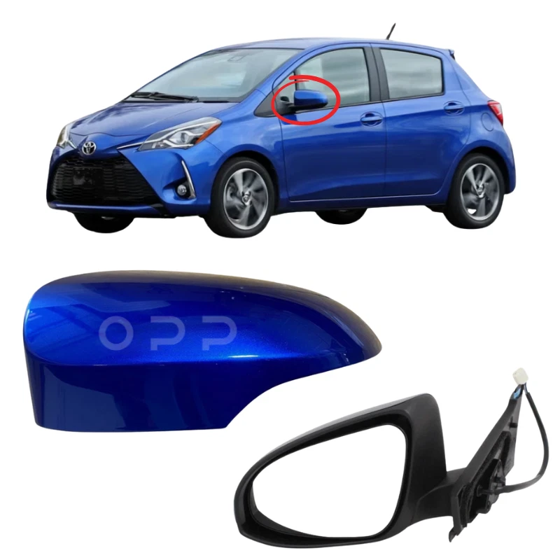 Espejo retrovisor eléctrico pintado azul nebulosa para Toyota Yaris 2011-2019 Foto 3 de 4