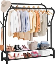 Heavy Metal Clothing Double Hanging Rail Hanger Display Rack With Wheels New Uk