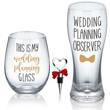 This is My Wedding Planning Glass Set, Engagement Gifts for 18 Ounces, White