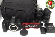   MINT Shutter Count 13324  Canon EOS 60D DSLR Camera Body Double Lens From Japan