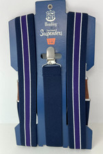 Wembley Top-Notch Men  s Suspenders Navy with Purple Stripe Size Small-XL NEW