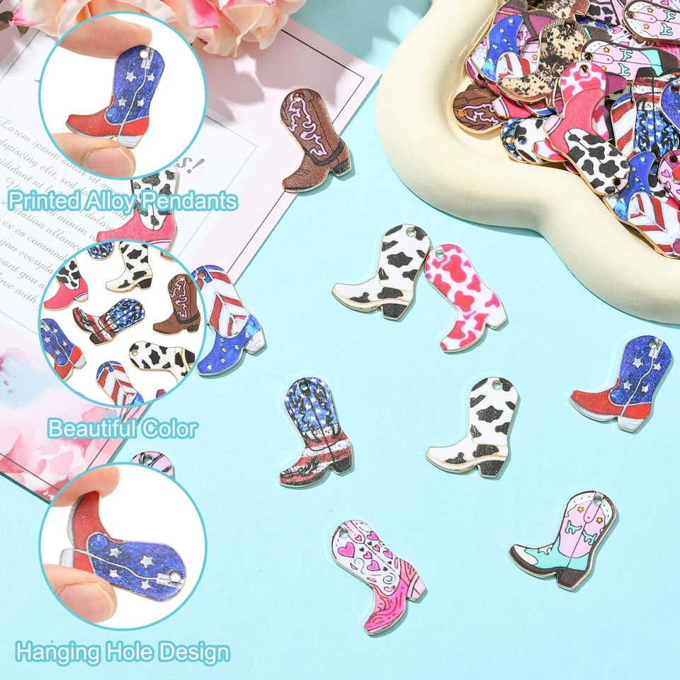 60шт ковбойские сапоги бант сплава эмали подвески короткие ботинки туфли подвески для DIY - Изображение 3 из 4