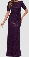 XSCAPE Womens Purple Sequined Lace Dress Size 4