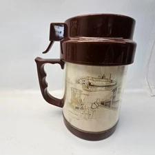 Vintage Thermo-Serv Vacuum Sealing Plastic Travel Mug Cup - Classic 1970's