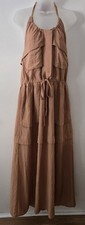 Womens Forever 21 Dress Maxi Halter Tie Pockets Sz Medium Terracotta Color Euc