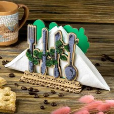 DIY Bead embroidery kit on wood Napkin Holder Craft gift