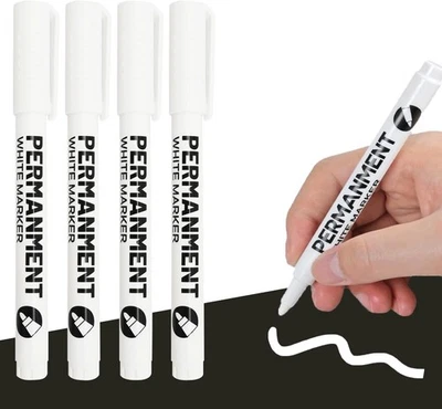 CANOLLO 4 Stück Permanent Marker Weißer Stift, 2mm Fadenbreite, Lackstift Weiß