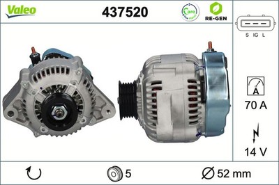 Lichtmaschine Generator Lima VALEO RE-GEN - AT 437520 +71.40  Pfand 14V für 6 1