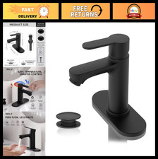 Matte Black Bathroom Faucet, Single Handle Sink Tap for 1/3 Hole, Modern Vanity