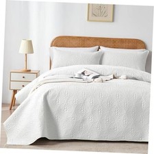 Full/Queen Quilt Set Microfiber Lightweight Full/Queen 90"x96" White