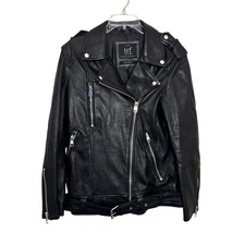 Zara Black Leather Moto Jacket Size L/XL Classic Soft Edgy Rugged Sleek Iconic