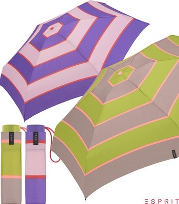 Esprit Regenschirm Damen Taschenschirm Petito miniklein leicht Collegiate Stripe