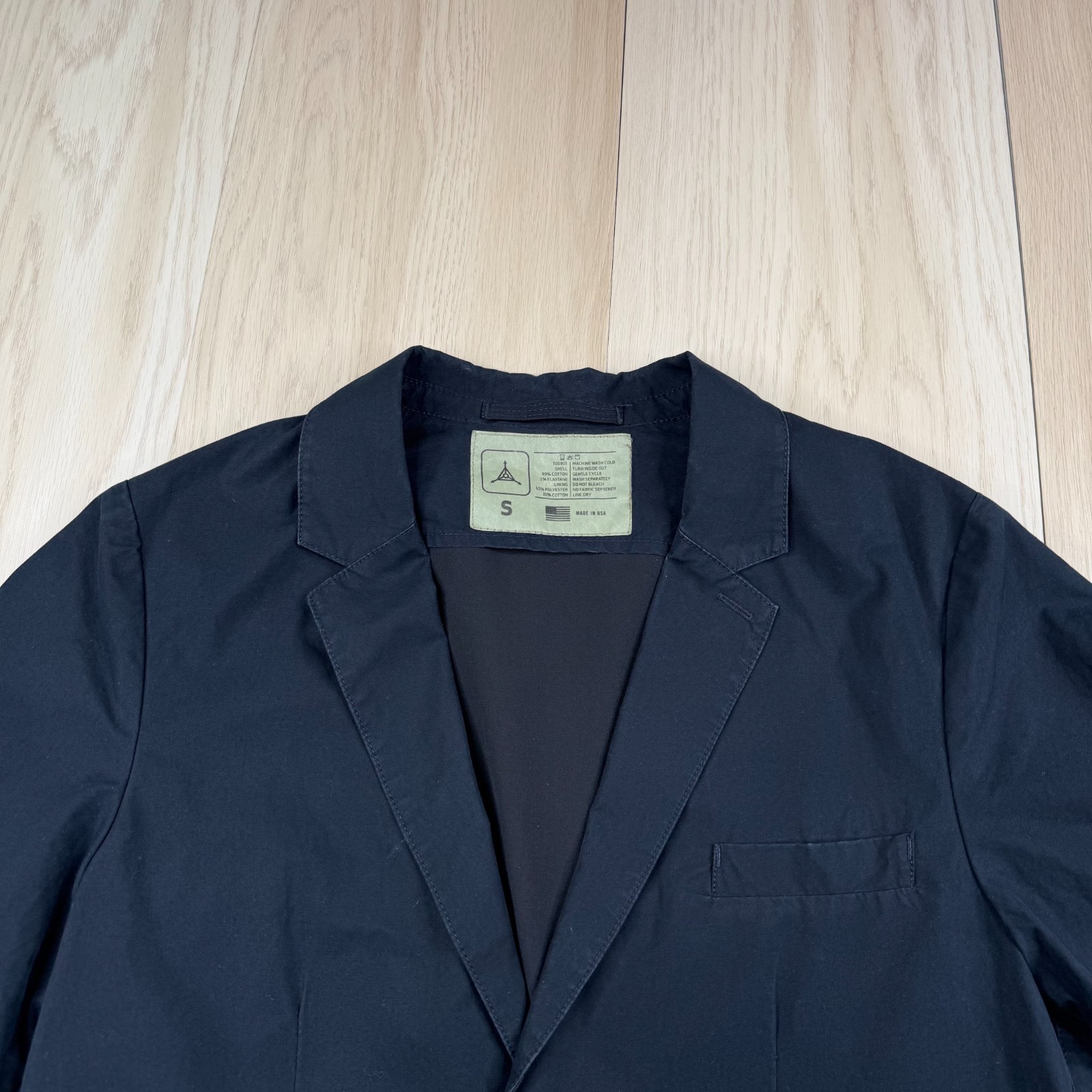 Triple Aught Design Mens Navy Ventile USA Made Notch Lapel Protocol Blazer S