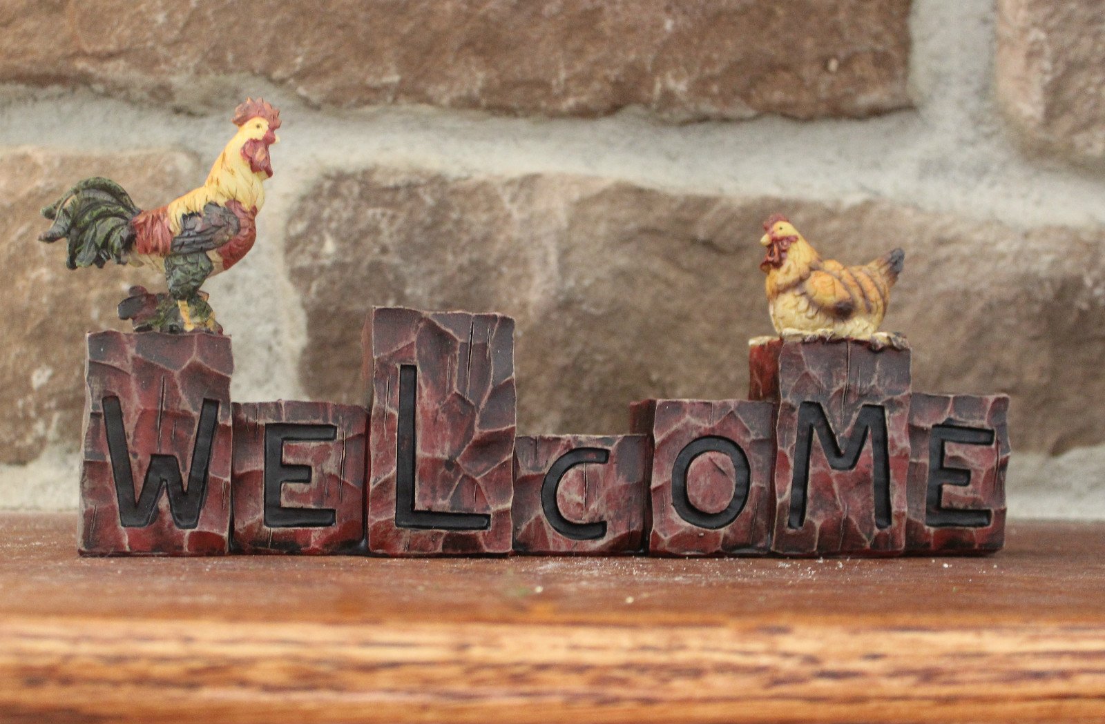Welcome Yellow Rooster Chicken Resin Figurine Shelf Sitter Barn Cock Hen Statue For Sale Online Ebay