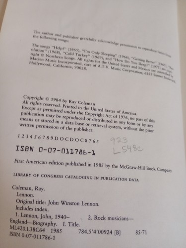 LENNON by Ray Coleman -1st Edition -1984 Hardcover -Biographies And True Stories - Picture 4 of 15